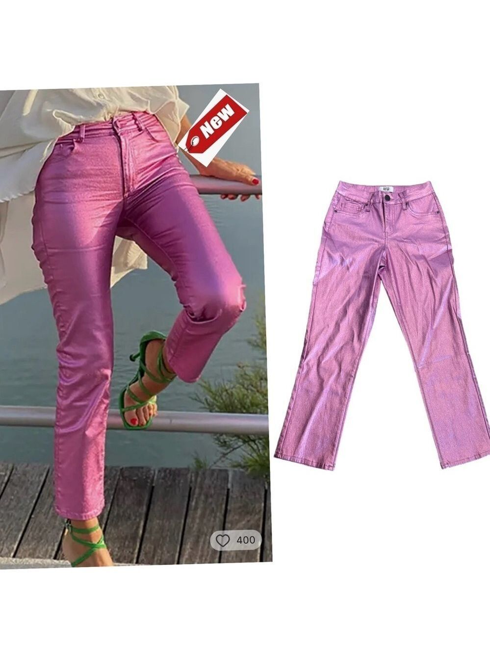 Royalty For Me RFM pink metallic foil stretchy slim fit jeans pants Sz NWT - Picture 14 of 14